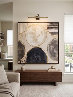 Large Framed Modern Abstract Circles Canvas 36.5" x 36.5"