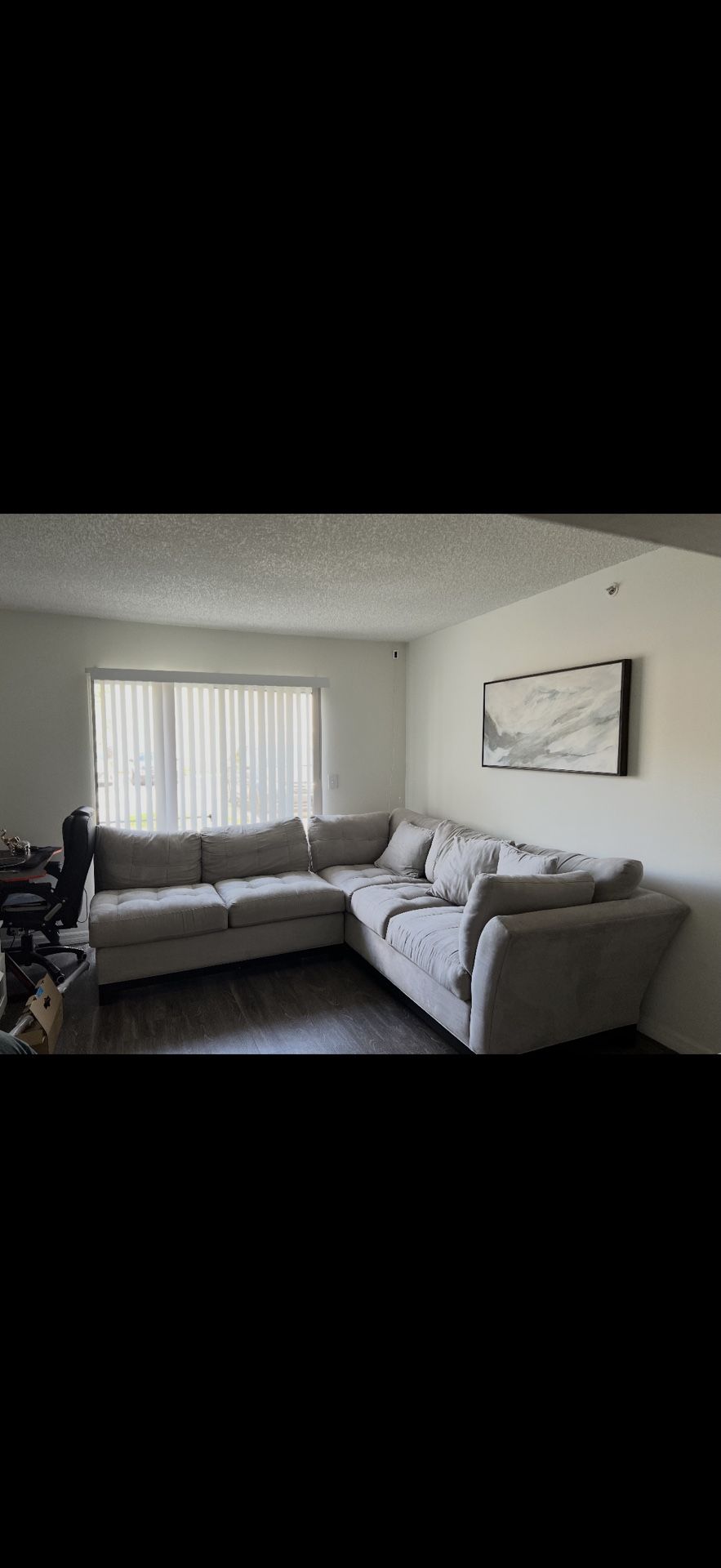 Modern Gray Sectional Sofa – Wide Chaise, Deep Cushions