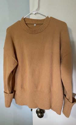 Cozy camel knit crewneck sweater