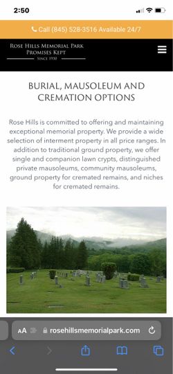 Side by side double burial plot in Putnam valley, ny in the V
