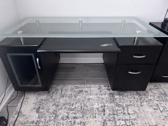 Office Desk Black w/Glass Top