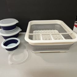 Collapsible Dish Rack and Collapsible Bowls 