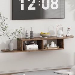 New 55" Floating TV Stand, Entertainment Center w/ Storage,Wall Mounted for under TV, Walnut