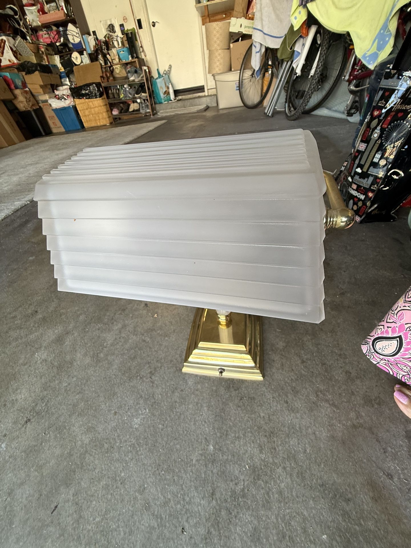 Elegant vintage brass table lamp with heavy duty frosted glass shade. Please,  “I am NOT RESPONDING IF YOU ASK, this is still available.”Yes! If I the