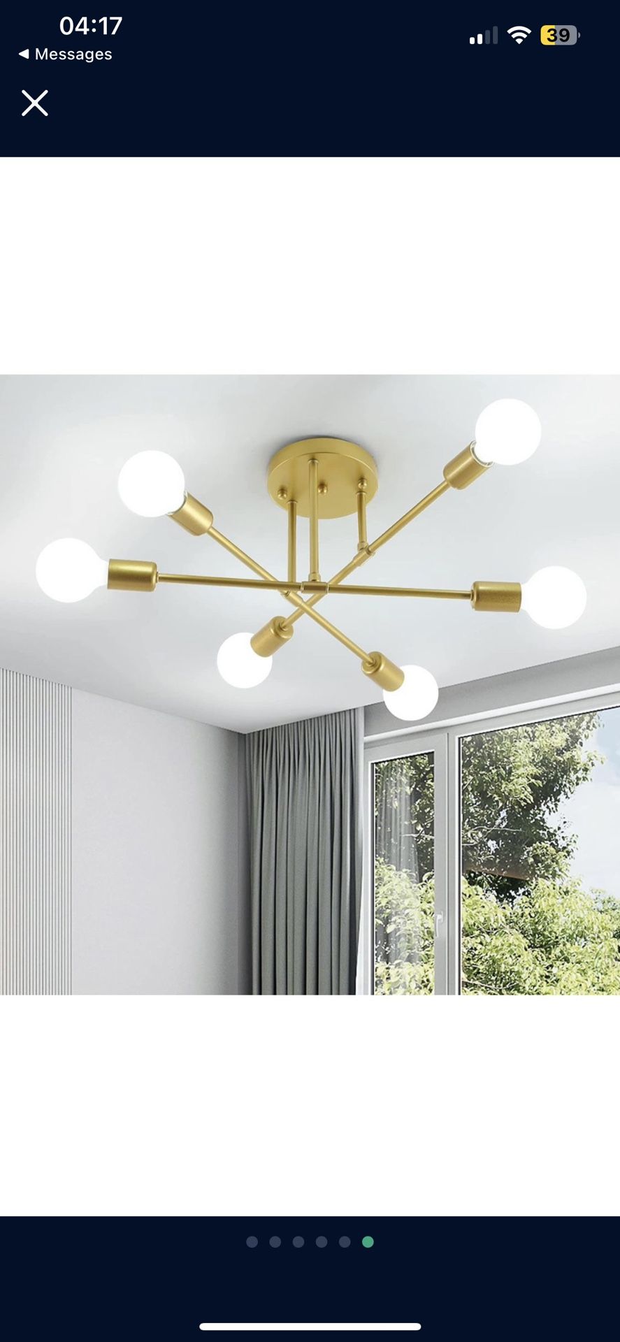 6 Light Sputnik Mid century Chandelier 