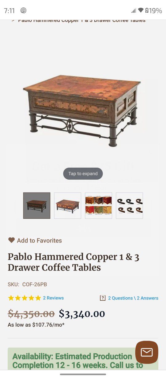 Copper Coffee Table