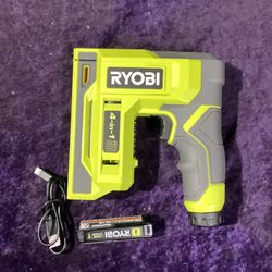🧰RYOBI USB Lithium Cordless Craft 4-in-1 Stapler/Nailer Kit w/2.0Ah Battery & Charging Cable-NEW!-$60!🧰🛠