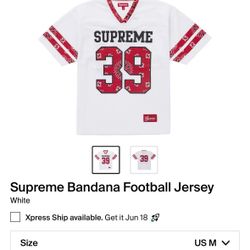 Supreme Bandana Football Jersey White Size Medium $165 