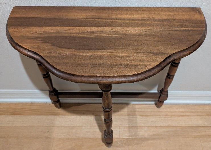 Dark Wood Demilune Accent Table