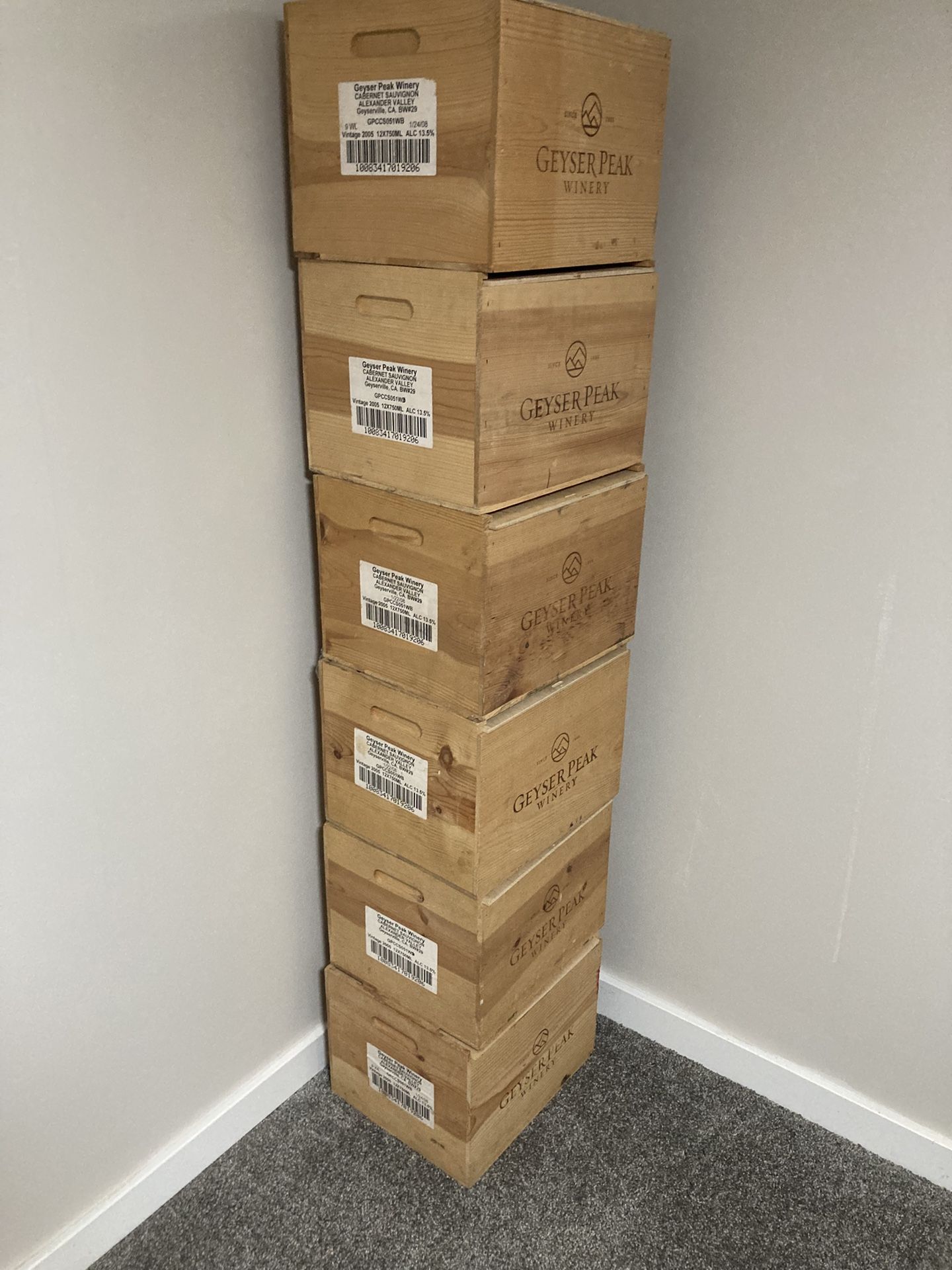 6 Geyser Peak Wood Wine Crates