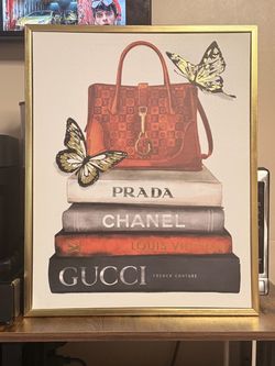 Chanel, Gucci, Prada wall art for bedroom or office.
