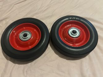 Wheel Assemblies 2-pack AR-PRO 6” x 1.5” Flat Free Solid Rubber Replacement Hand Truck Wheels with Ball Bearings & 1/2” Bore Hole Diameter 132 lbs Loa