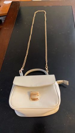 White Mini Crossbody Bag with Gold Chain