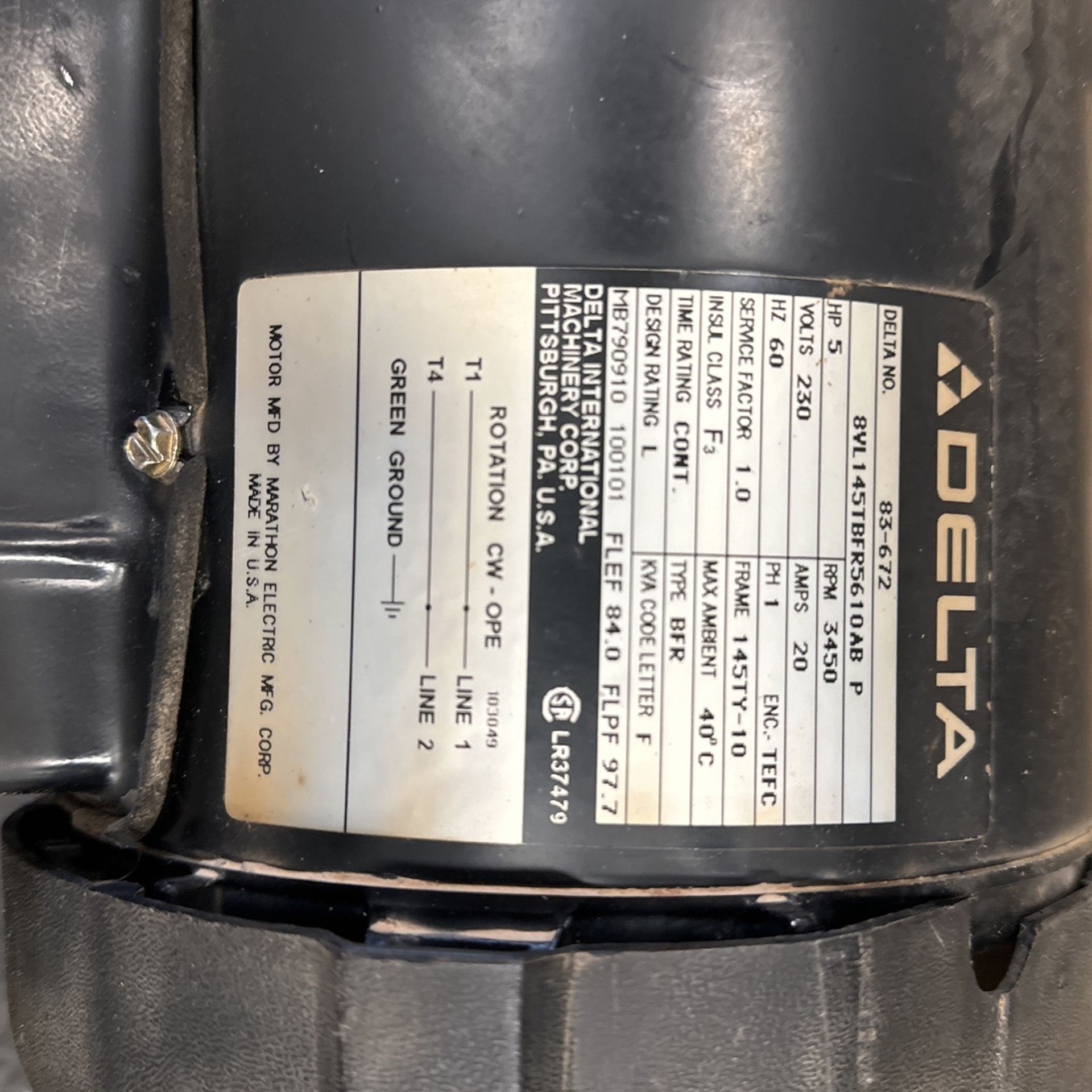 Delta Unisaw Motor 5hp