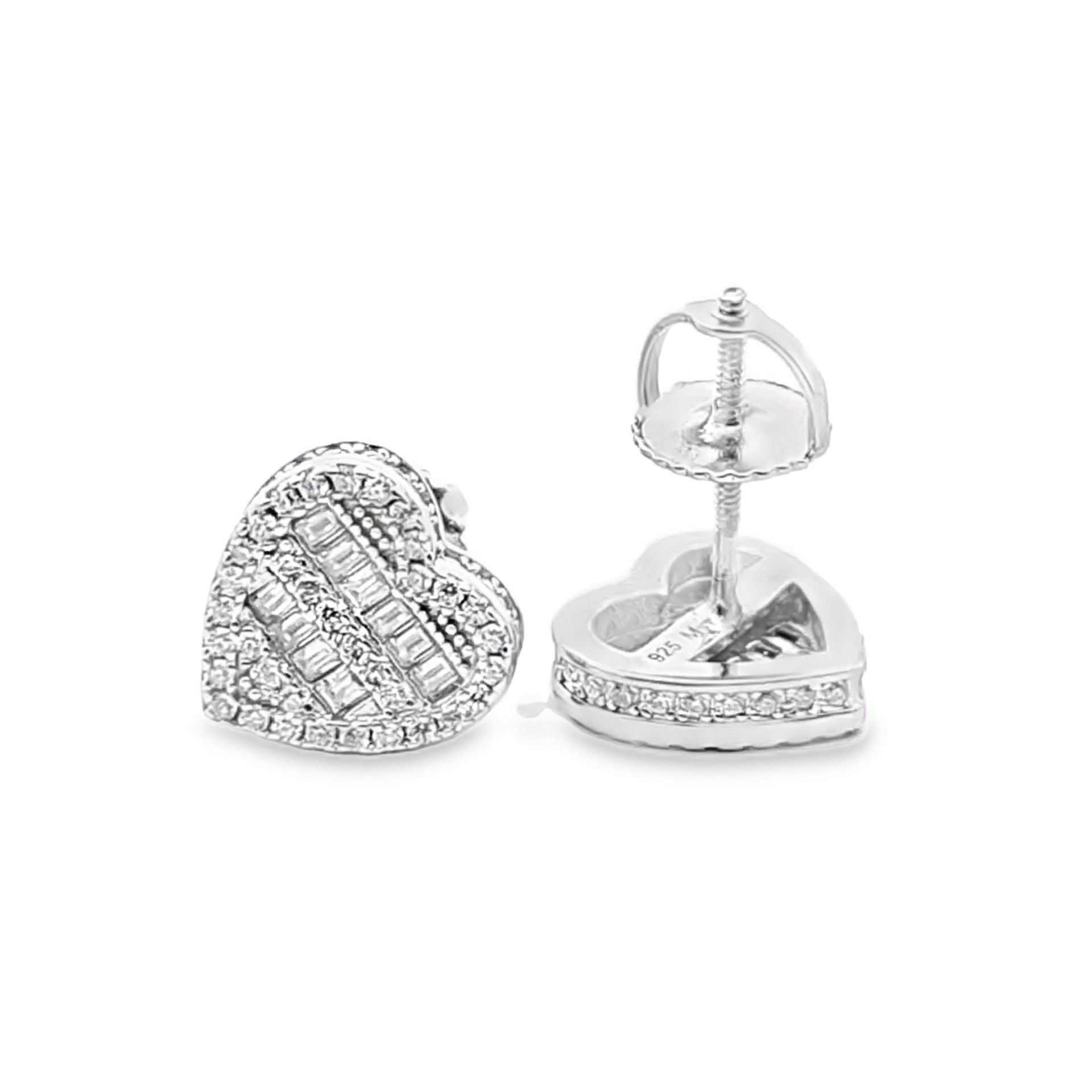 Sterling Silver VVS Moissanite 0.744 CTW Heart Earring