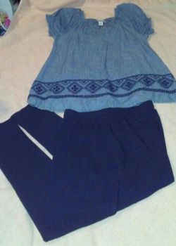 Denim Bohemian Top & Leggings Size 6 & 6x