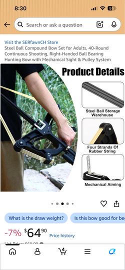 Ball Bearing Bow, Compound Bow Set That Shoots Steel Balls, Right Handed Hunting Bows for Adults, Composite Pulley Bow with Continuous Shooting