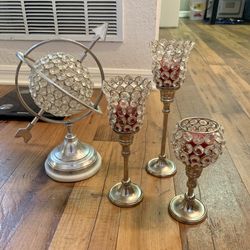 Crystal home decor candle holders spinning globe