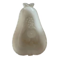 VTG 50's Hazel Atlas White Milk Glass Pear Shape Raised Fruit Nut Dish Tray