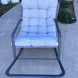 New outdoor/indoor rocking chair for reclining, metal, arm, breasts, and foot rest