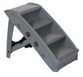 4 Steps Pet Stairs Ladder Washable Foldable Steps for Dogs and Cats Dark Grey