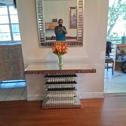 Entry way mirrored console table