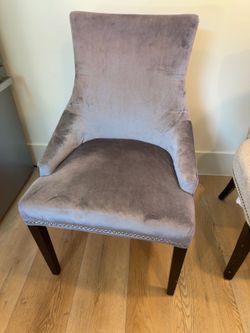 Gray Velvet Tufted Accent Chair with Nailhead Trim