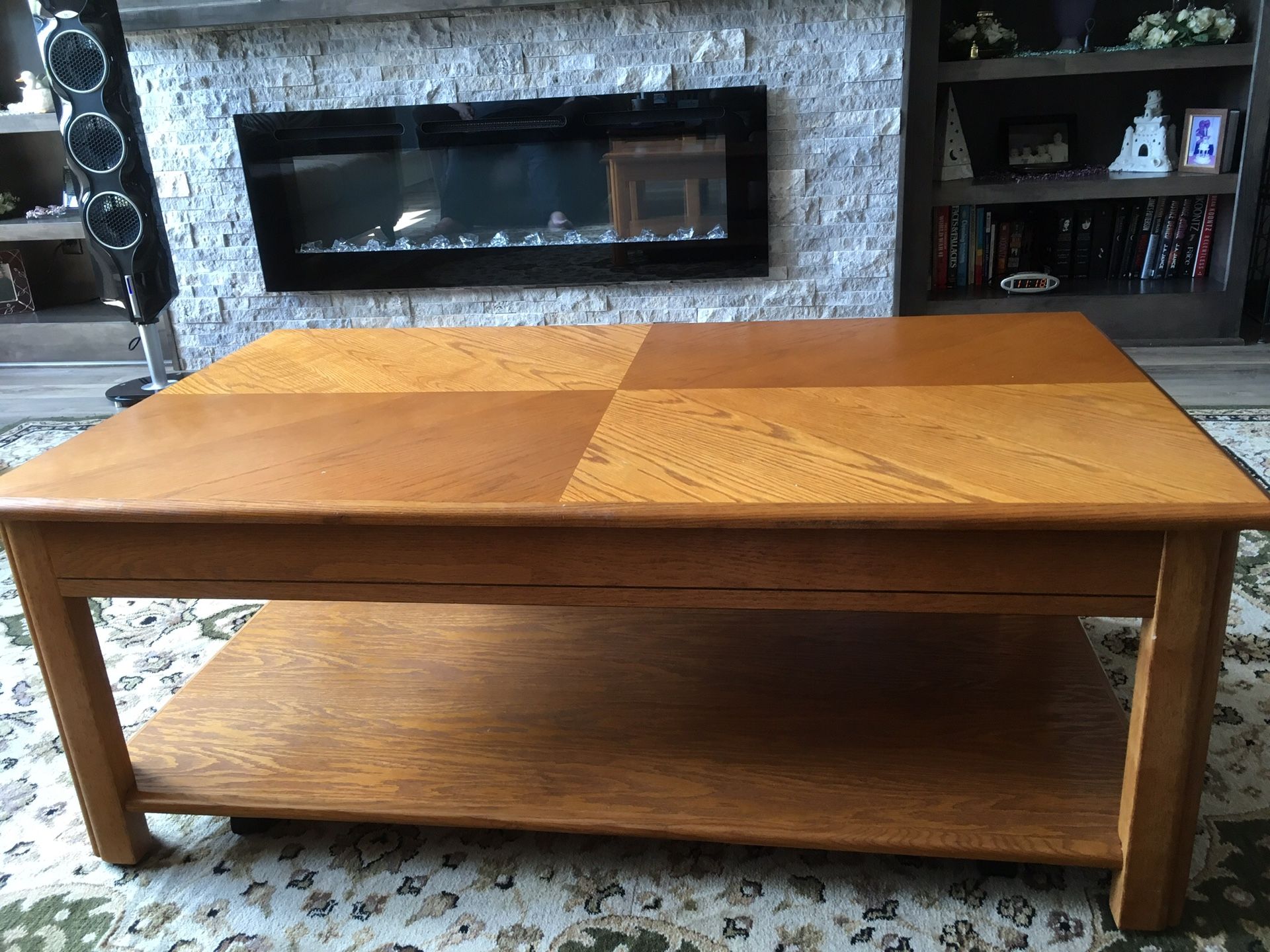 Oak lift coffee table