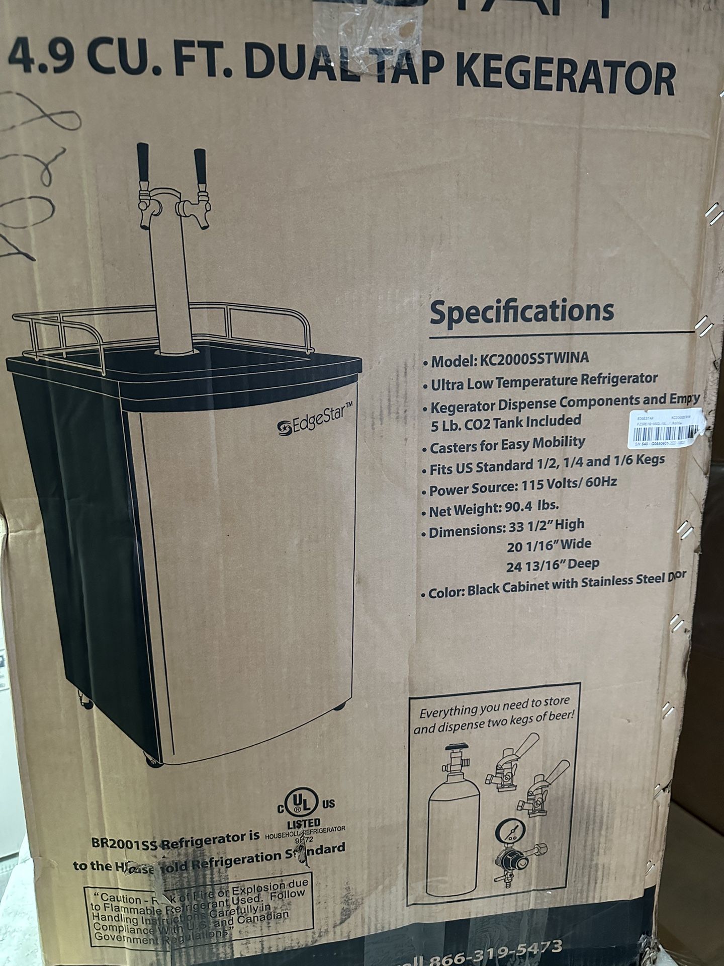 EdgeStar 20 Inch Wide Dual Tap Kegerator for Full Size Kegs