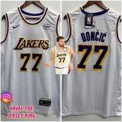 Stitched Luka Doncic White Los Angeles Lakers Jersey