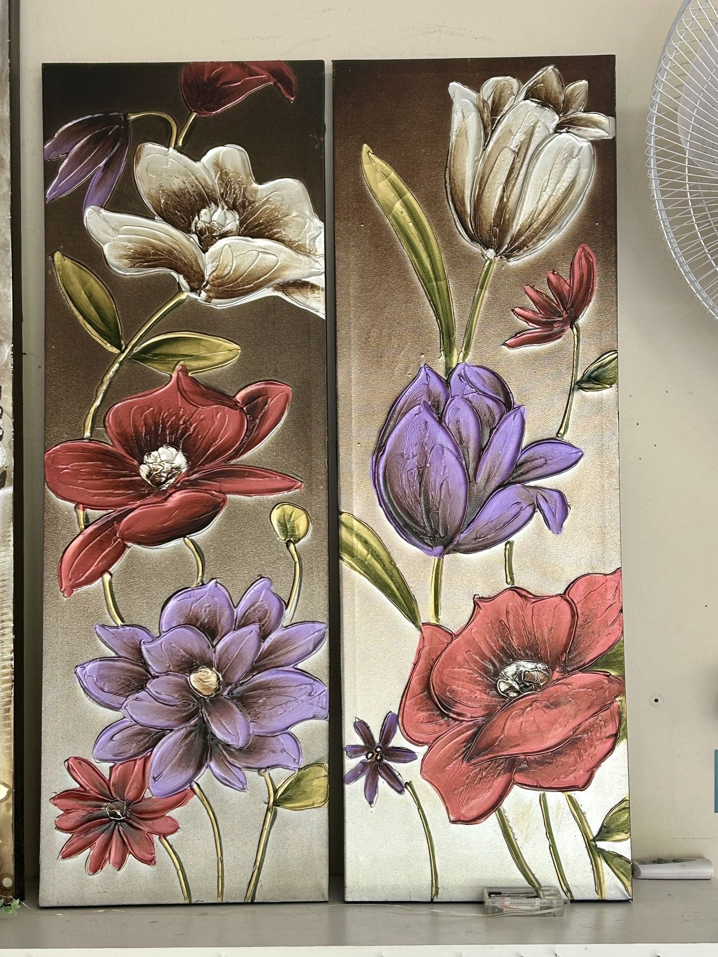 Beautiful Floral Canvases! 36”x 12” $15/each