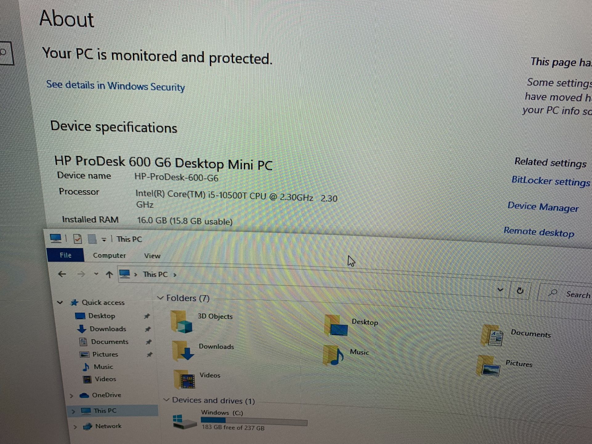 HP Business Desktop ProDesk 600 G6 Mini Desktop / Samsung 32 inch Curved monitor