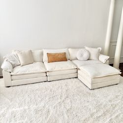 Chenille sectional with ottoman