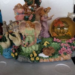 Vintage Angeland Waterglobe Sculpture With Music
