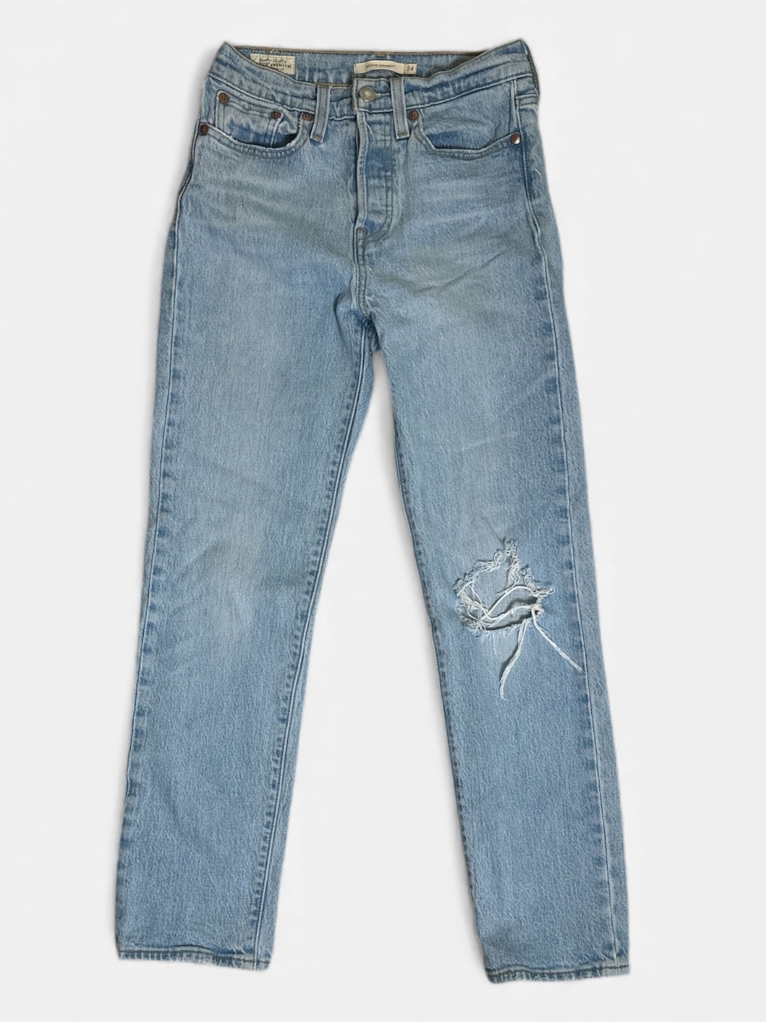 Levi's Women's Premium Jeans Blue, Wedgie, Straight Fit, Denim, Button Size 24