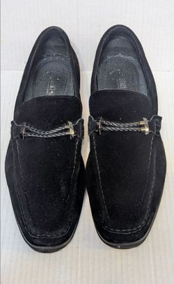 Men's Stacy Adams Black Suede Nesbit Moc-Toe Slip-On Loafers