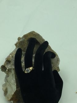 Vermeil L CZ Solitaire Ring Size 8