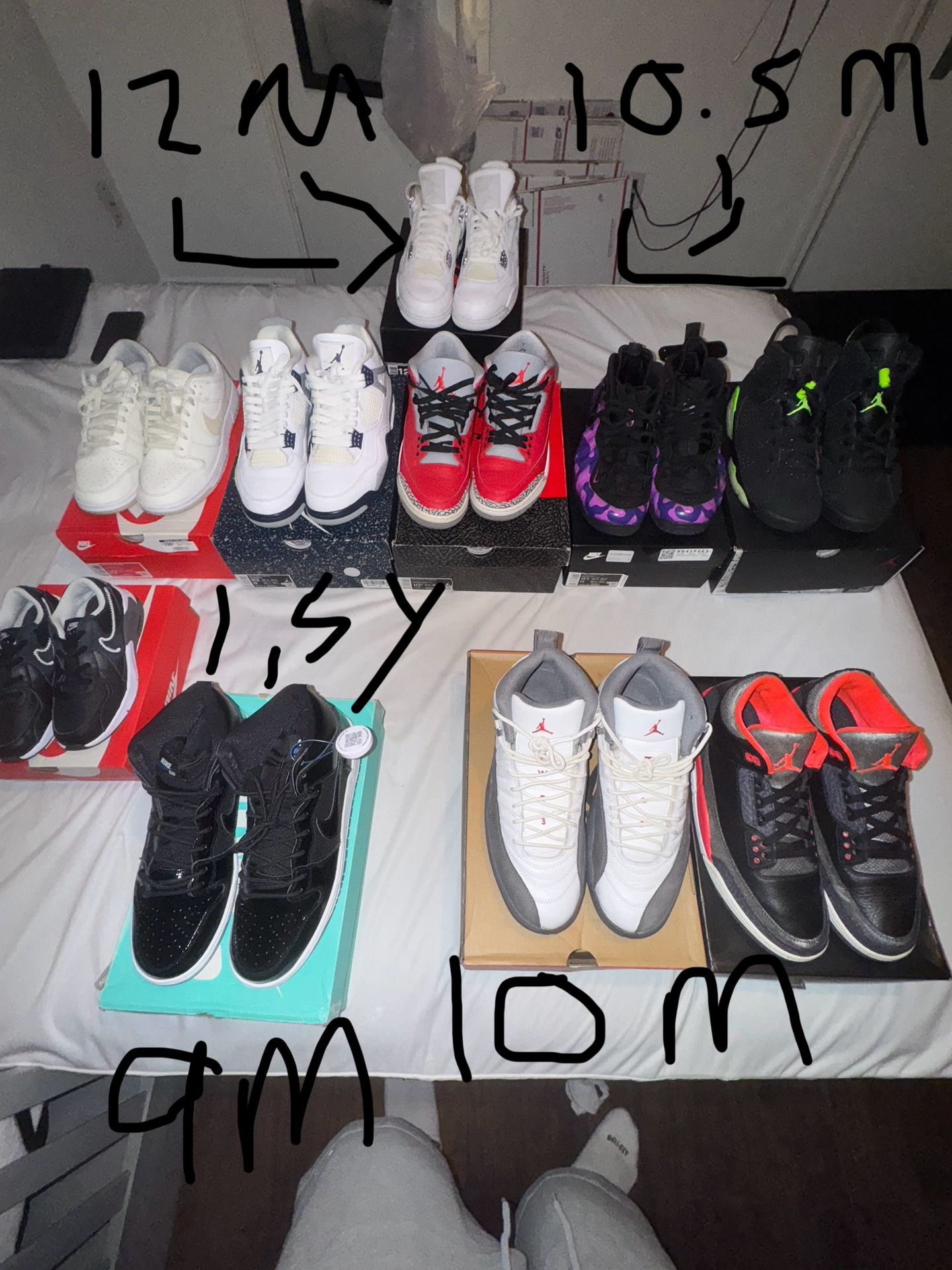 Jordan, Nike Different Sizes