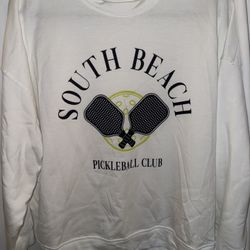 Women’s Crewneck Sweatshirt, By Green Envelope, South Beach Pickleball, Size XL