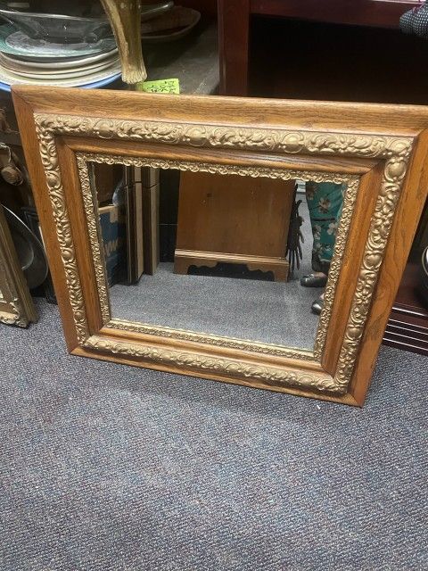 Antique Wood And Gold Gilt Mirror 30 By 27
