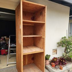 FREE Wooden Storage shelving unit. Made from a shipping crate and plywood. 89x33x32.5