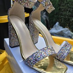 Glitter Chunky Heels Size 39
