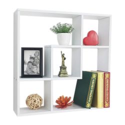 Geometric Square bookshelf modern design white shelf