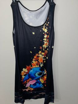 Stitch Fall Leaves Graphic Tank Dress