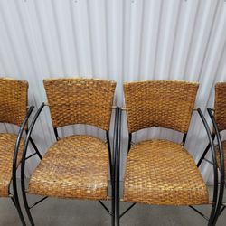 1960s Mid-Century Modern Set of 4 Wrought Iron & Rattan High Seat Armchairs
Please look at pictures
Measurement are in there 