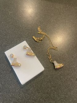 Kurt Geiger London PavƩ Crystal Sneaker Charm Necklace & Drop Earrings Set