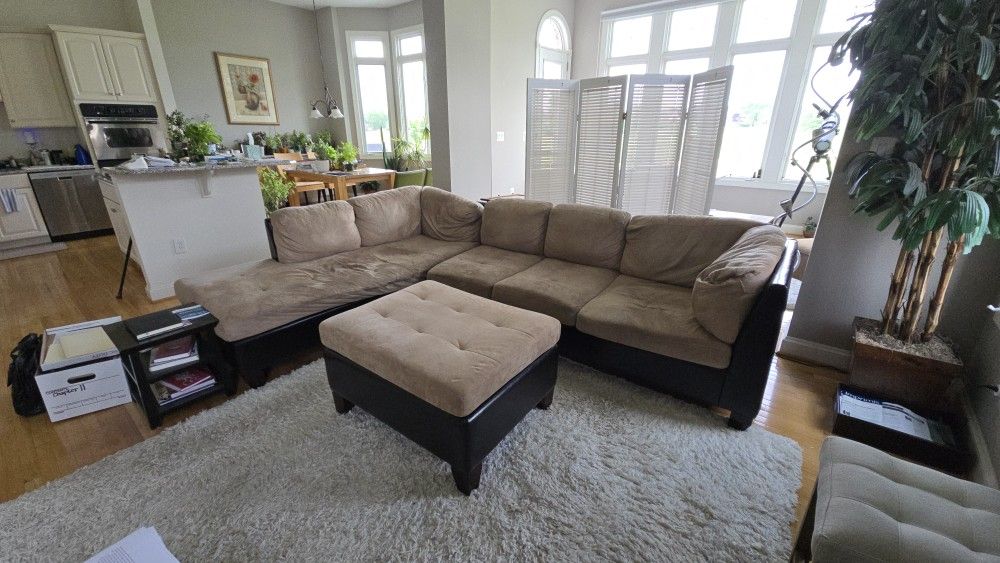 Sectional "L" Shape Coach With Ottman