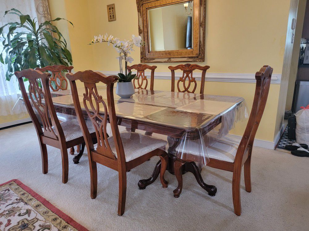 Wooden Dining Table With 6 Chairs