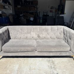 Gray Velvet couch,like new
