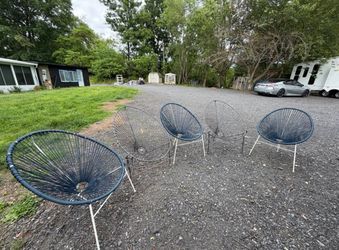 5 Steel/Woven Basket Outdoor Modern Chairs